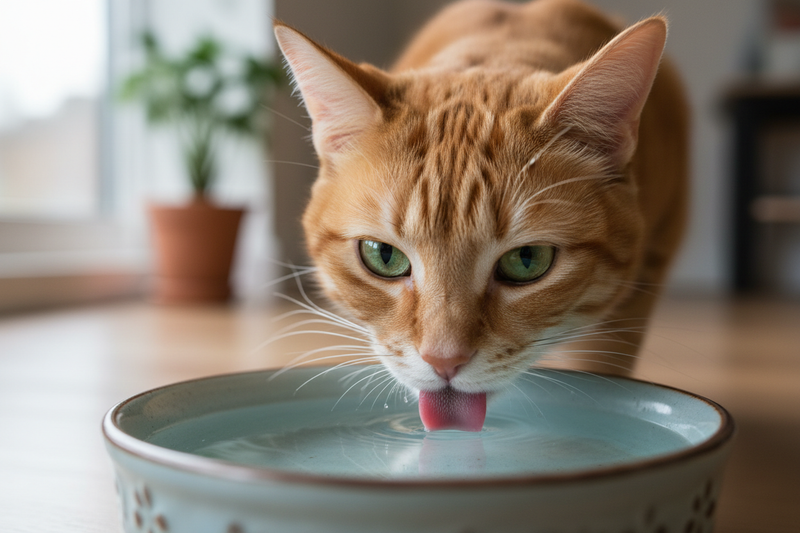 cat drinking water